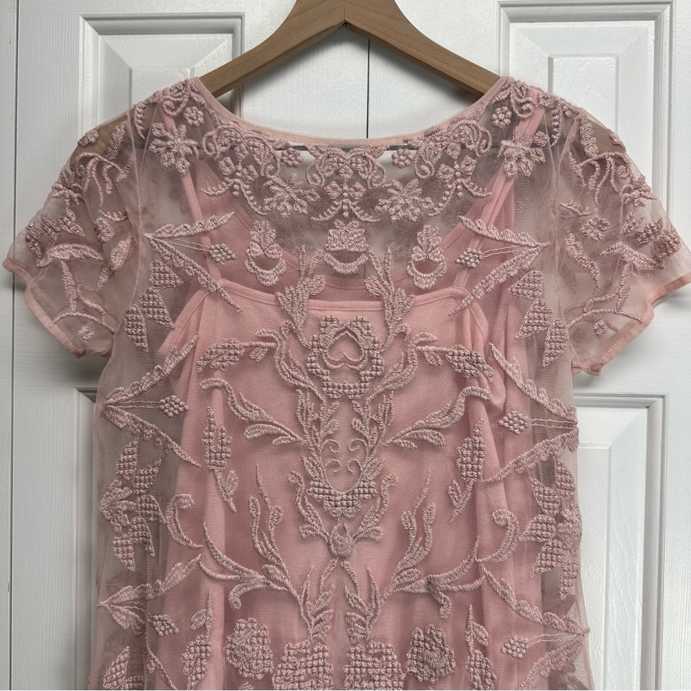 Sundance True Grace Pink Lace Dress Blush Pink Size PXS Coquette Feminine Soft - Picture 11 of 15